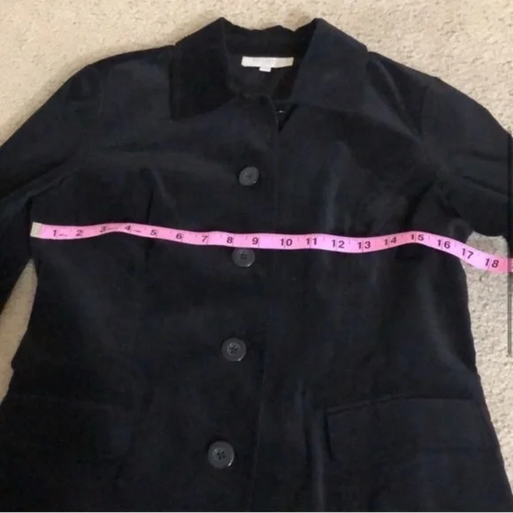 Talbots velvet knit tapered blazer jacket, button down, business casual, petite - Picture 2 of 8